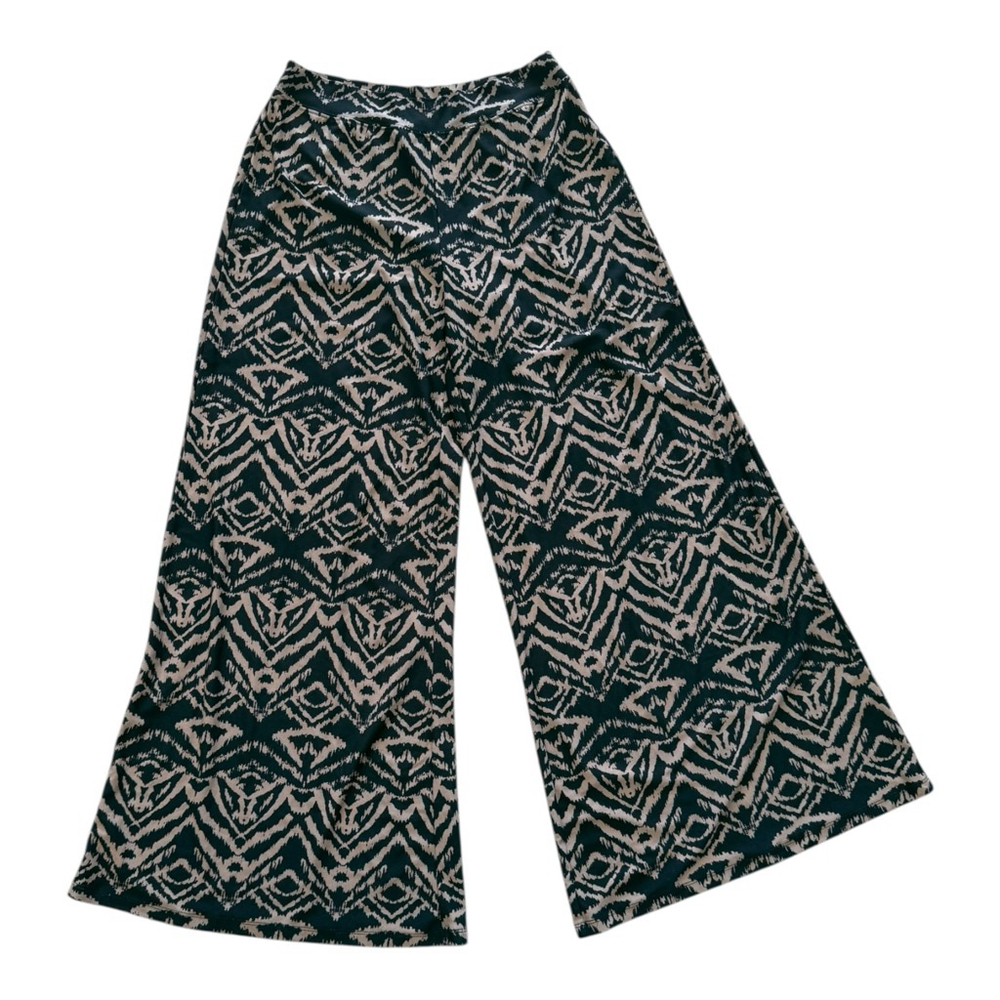 French Laundry Size M Black Brown Print Wide Leg Pants - Picture 3 of 4
